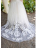 Ivory Lace Glitter Tulle Flower Girl Dress With Removable Train